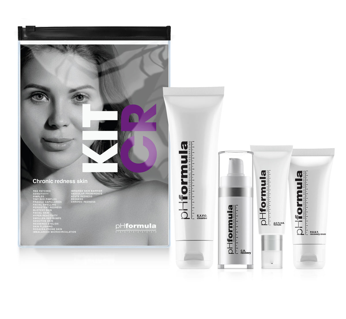 pHformula | C.R. | domácí resurfacing kit | chronické zarudnutí a citlivá pleť | sada